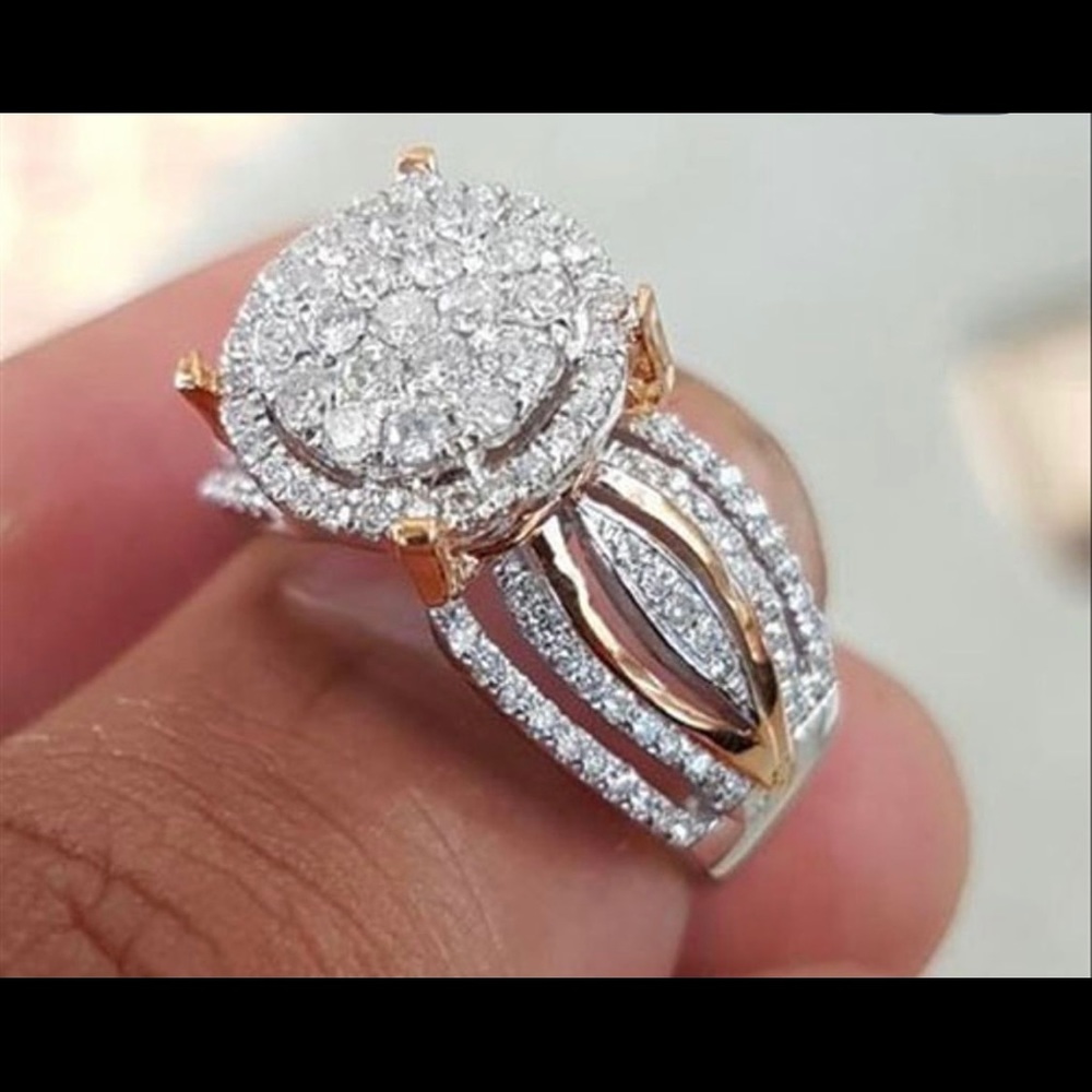 925 Sterling Silver Two Tone Rose Gold  Ring